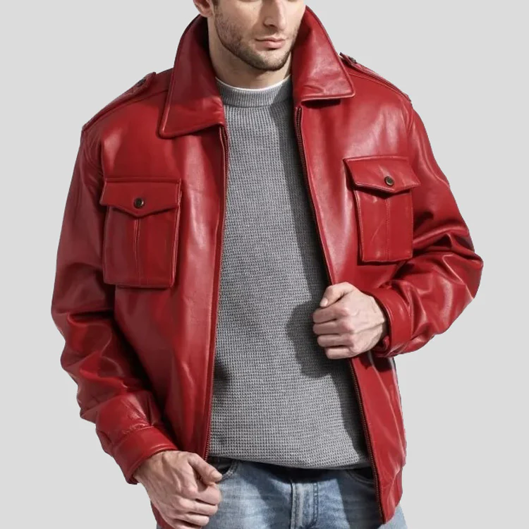 mens-fashion-real-red-leather-bomber-jacket